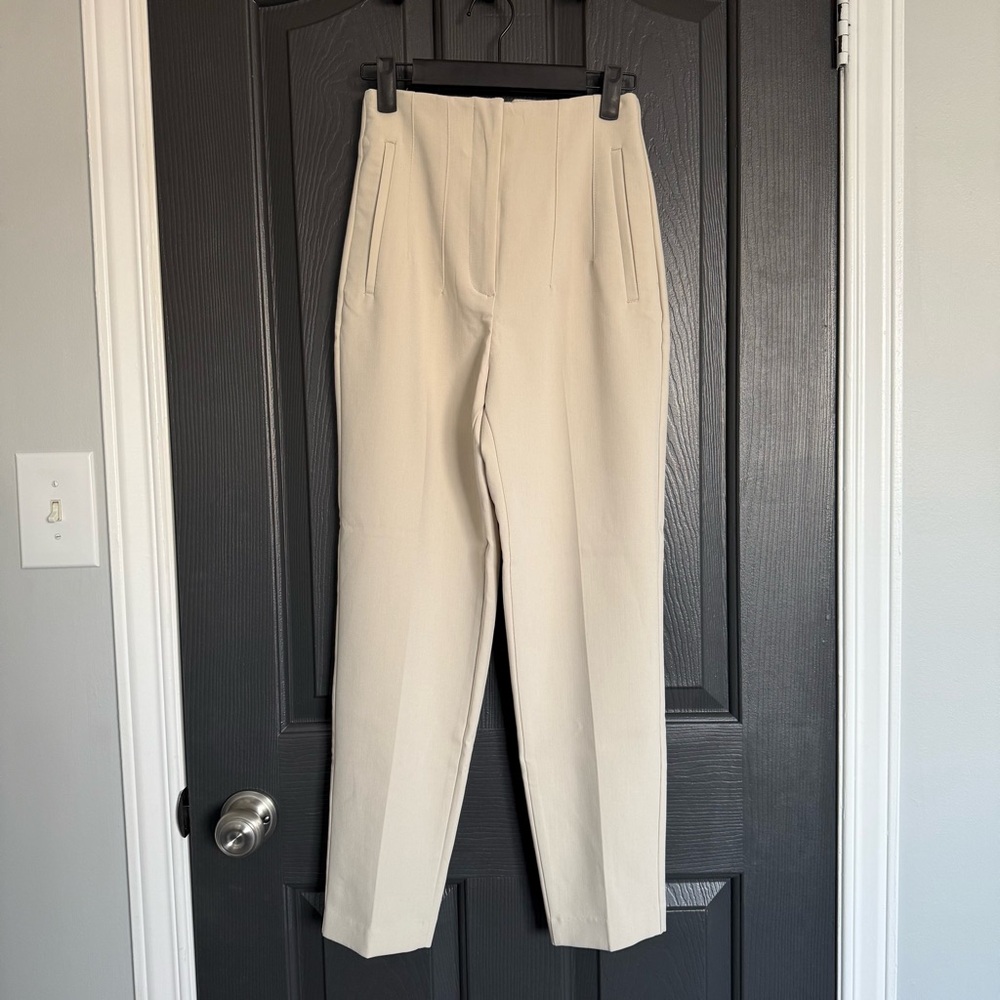 Zara Cream High Waisted Pants